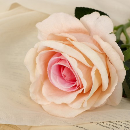 Artificial flowers "Venezuela rose" 8x23 cm, peach-1