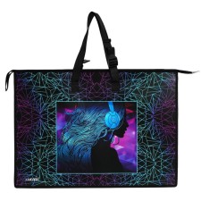 Folder for drawings and drawings A2, 650 x 470 x 100 mm, with handles of lightning plastic on top of Devente DJ Girl, inner pocket, 400 μm