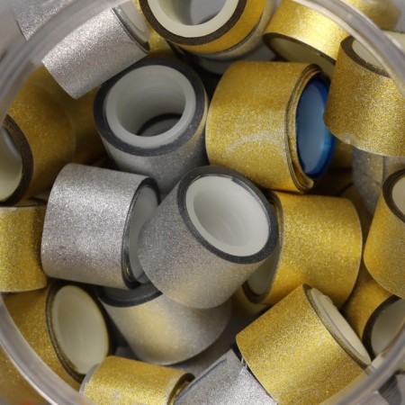 Adhesive tape plastic in the jar "Glori. Gold, silver" NR 40 pcs 1.2 cm, dl.0.9 m 7x7x9 cm-3