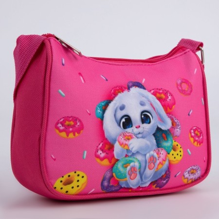 Children's bag, textile, “Bunny and donuts” 4 cm x 17 cm x 13 cm-1
