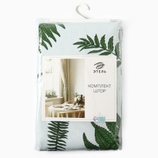 A set of curtains for the kitchen with pickups Ethel Paporotnik, 150x180 cm - 2 pcs, reps 220 g/m2, 100% HL
