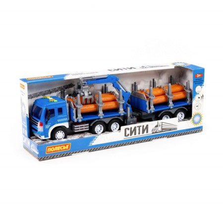 Lesozhot car inertial "City" with a trailer, light, sound, color blue-1
