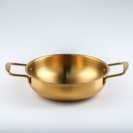 Stear, d = 20 cm, h = 6, thickness 1 mm, 201 steel, gold color