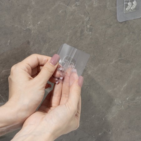 A hook self -adhesive for rods, a transparent base, 5.6 × 5.6 cm, 10 pcs-8
