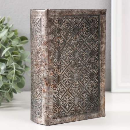 Safe-book wood to the leatherette "patterns" embossing, under metal 17x11x5 cm