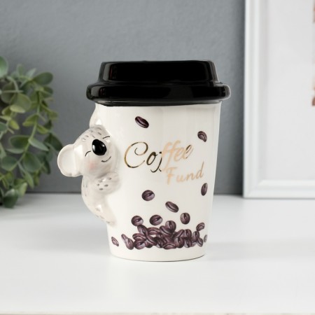 Pig a piggy bank Coal with coffee 10.2x12.8x14.2 cm