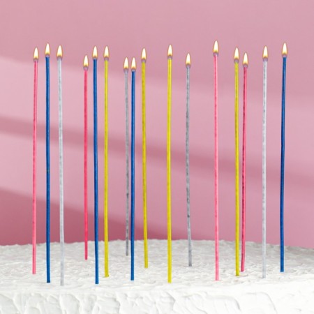 Candles for the cake "Eide dayshail", 16 pcs, cocktail with sparks, 16.5 cm-3