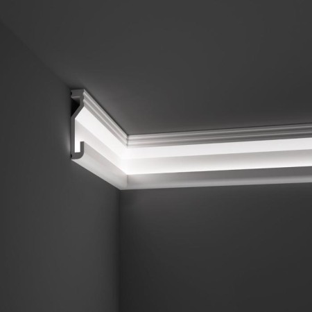 Plastic white plinth under LED tape 100x20x2000mm-1