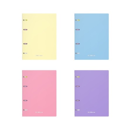 A notebook on rings A5, 80 sheets in the Erichkrause "Pastel", plastic cover, OFSET BOLK, 100%whiteness, mix