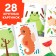 Set 3 in 1 “draw with stamps”, coloring, 4 paints, 4 stamps