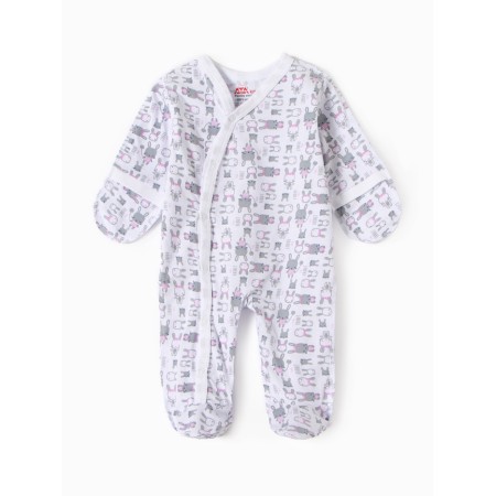 Children's overalls with scratches "Bunny", white/pink color, height 56