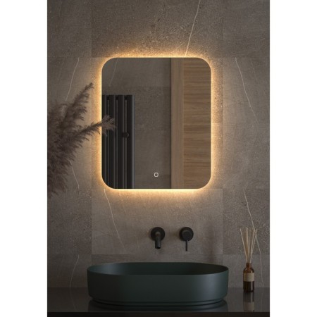Mirror with Defesto LED lighting 19 W, 50x60 cm, sensory switch, warm white light-2