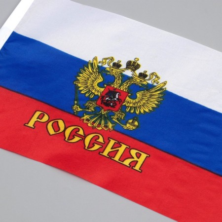 Флаг России "Герб", 14 х 21 см, шток 30 см, полиэфирный шелк-1
