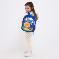 Baby backpack on lightning, 3 outer pockets, blue color