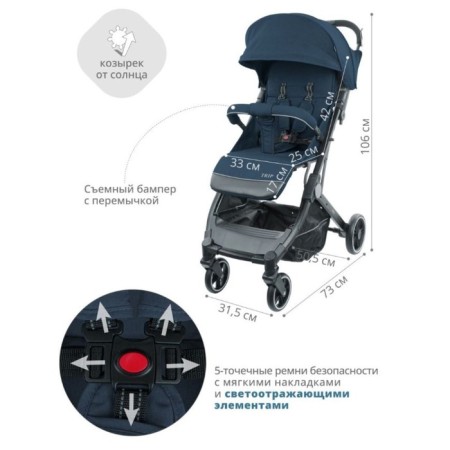Stroller walking children's indigo trip, blue color-3