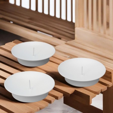 Set of candlesticks Metal "Lotus", 7.5x2 cm, 3 pieces, white-3