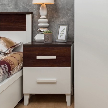 Cleat cabinet "Norwood 41", 452 × 379 × 588 mm, white color / chocolate nut