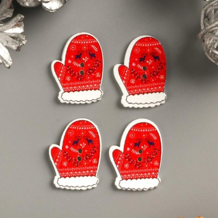 A set of buttons of decorative wood "mittens" set 10 pcs 2.6x1.9 cm