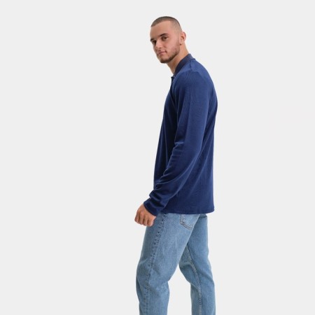 Polo male with long sleeve, dark blue color, size 48 (l)-1