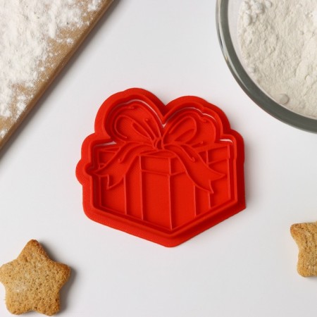 Cooking form "gift box", cutting, stamp, red color-2
