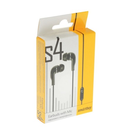 Smartbuy S4 SBH-011 headphones, vacuum, microphone, 93 dB, 16 Ohms, 3.5 mm, 1 m, black-1