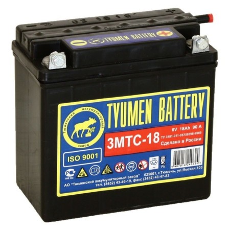 Battery "Tyumen" 18 Ah 6 V, 3MTS-18