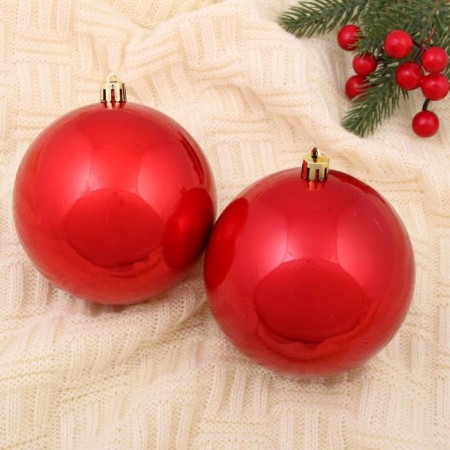 Set of balls plastic D-10 cm, 2 pcs "gloss" red