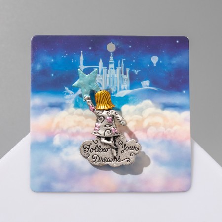 Brooch "Girl" Dreamer, color in matte silver