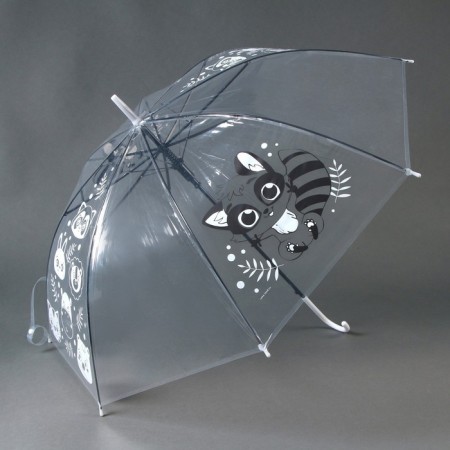 Umbrella children's "Raccoon" semi -automatic transparent, d = 90cm-2