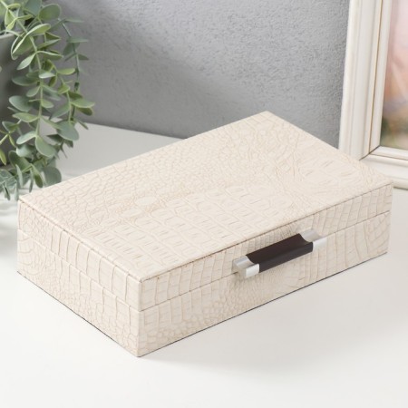 Casket wood to the leatherette "White python with streaks" 25x15x6.5 cm