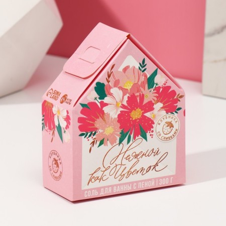 Bath salt with dry foam "tender as a flower", strawberries with cream-2