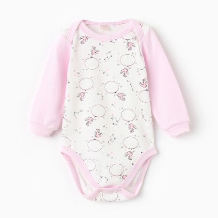 Body with a long sleeve, pink/hares color, height 68