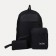 Set of a youth backpack on lightning from textiles with USB, bag, cosmetic bag, black color