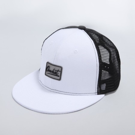 Men's cap with a straight visor Overhat, white color, mesh, rr 56-2