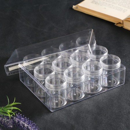 Casket Plastic for little things "Circle" Transparent set 12V1 4.8x3.7x3.7 cm 5.5x12x16 cm-1