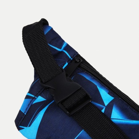 Zipper waist bag, outer pocket, USB connector, blue color-3