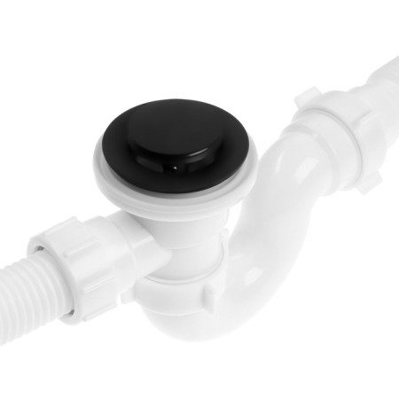 Bath siphon "Ani Plast" EC155BL, D = 40 x 50 mm, with corrugation, click-clock, black-2