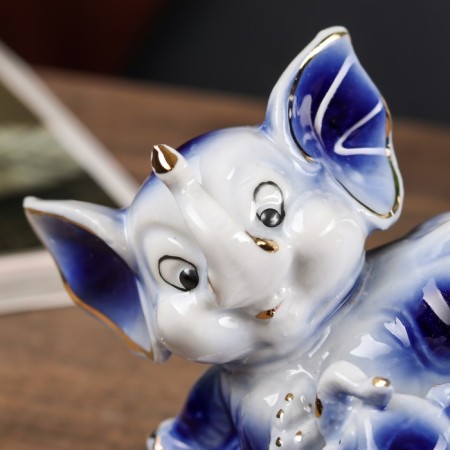 Souvenir Ceramics "Games Slonets" Blue with gold 10x6x10.2 cm-5