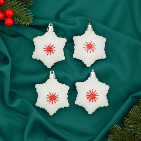 Jewelry decoration "Festive star" (set 4 pcs) cm, 5x7 cm, white