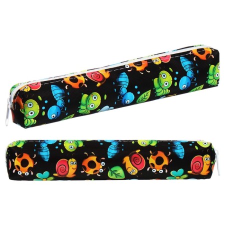 School pencil case on the zipper "insects", the color is black