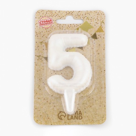 Candle in the "balls" cake, number "5", pearl, 5.5 cm-3