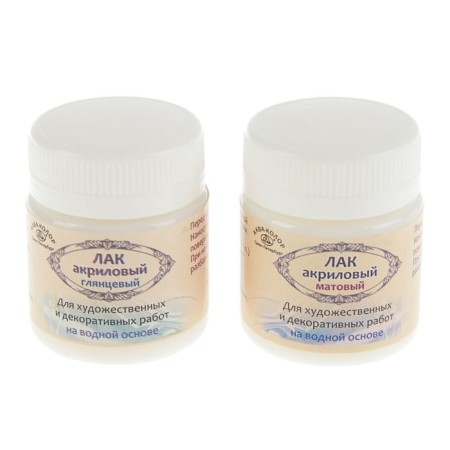 Acrylic varnish, water base, set: 2 pieces x 40 ml: glossy, matte