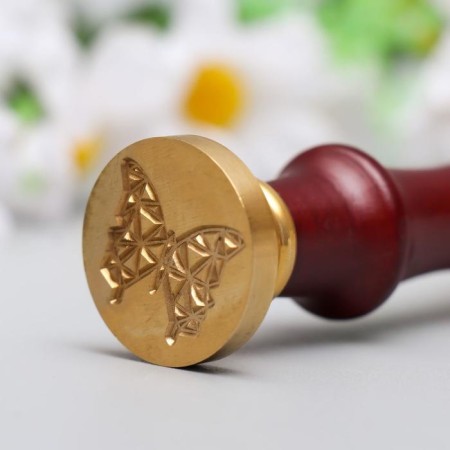 Printing for wax with a wooden handle "Butterfly 3D" 9x2.5x2.5 cm-3