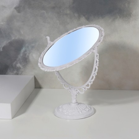 The mirror is desktop, bilateral, with an increase, a mirror surface is 11 × 15.5 cm, white color-3