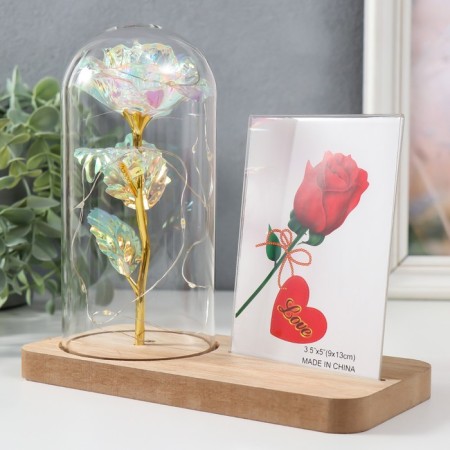 Photo frame 9x13 cm Light "Holography. Rose in a flask" from batteries 2xlr1130 9.8x19.5x18 cm-3