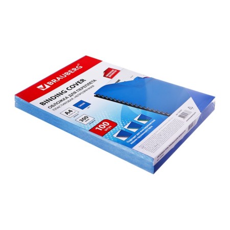 Binding covers 100 pieces, plastic, A4, 300 microns, blue-2