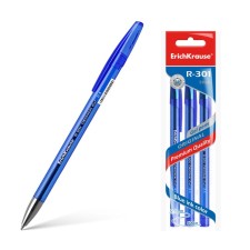 A set of gel pens 3 pieces R-301 Original Gel, node 0.5 mm, blue ink, letter line 600 meters, euro suspension