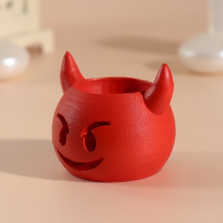 Concrete candlelight "devil" 6.5x6x5.5 cm red-3