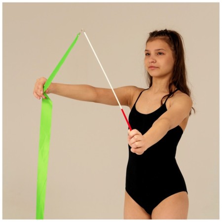 Ribbon for rhythmic gymnastics with a stick Grace dance, 4 m, green color-3
