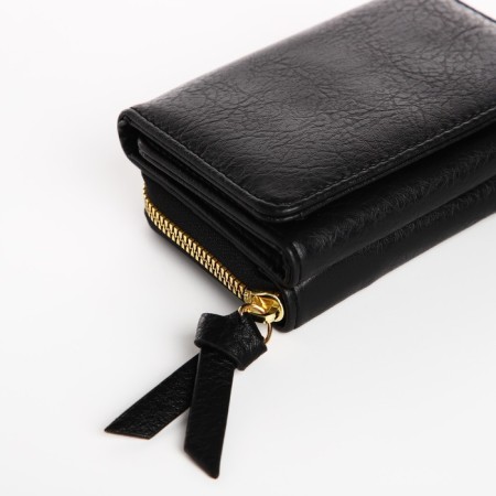 Women's wallet on the button, black color-2